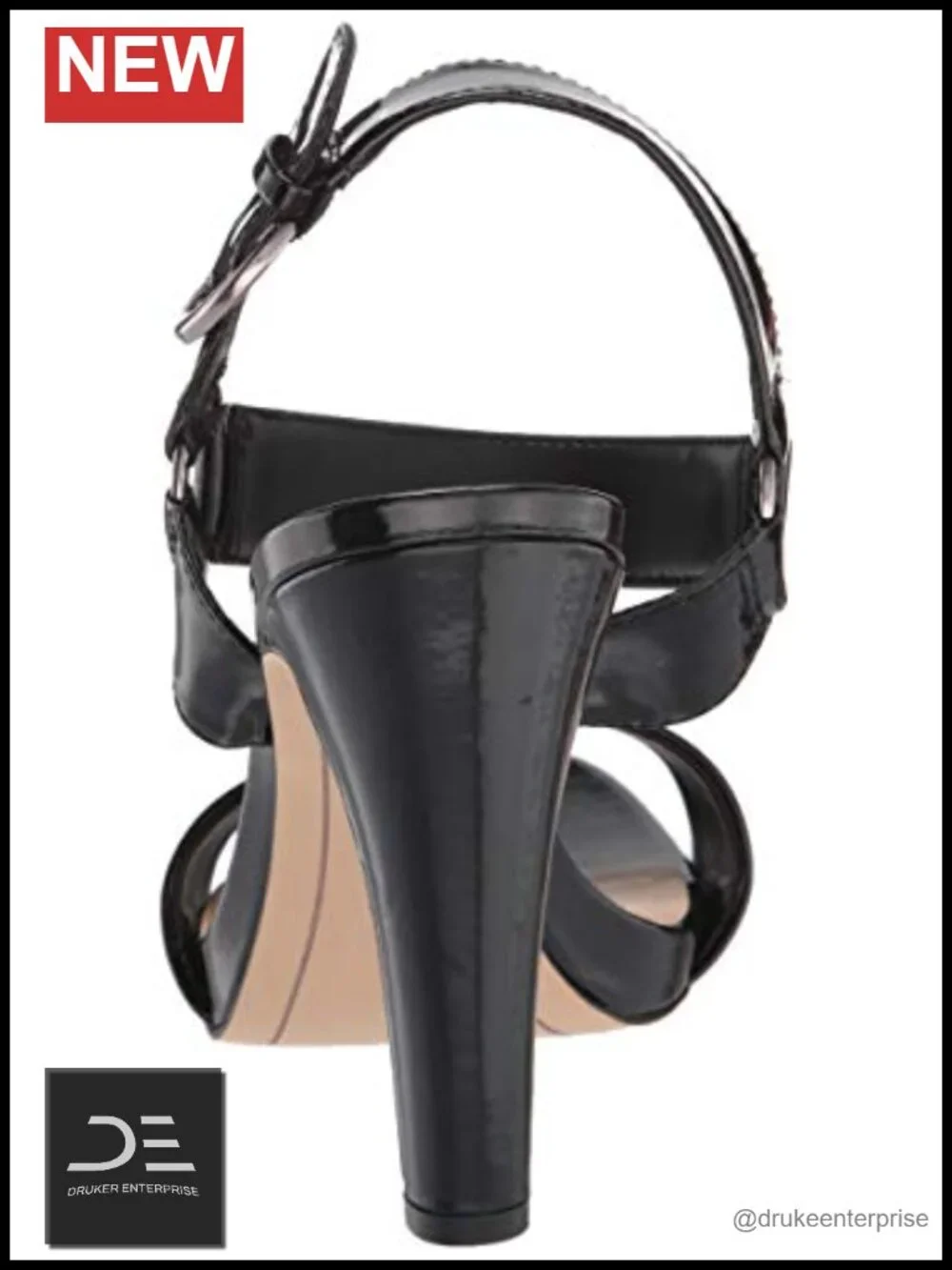 Faux Leather Ankle Strap Platform Heeled Sandals Open Toe Buckle Wedding